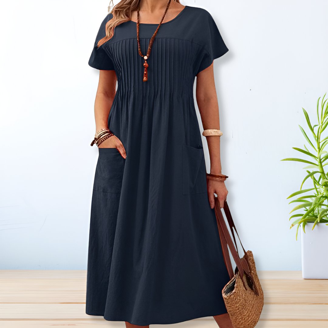 Women's Dress | Pleated Front Panel Midi