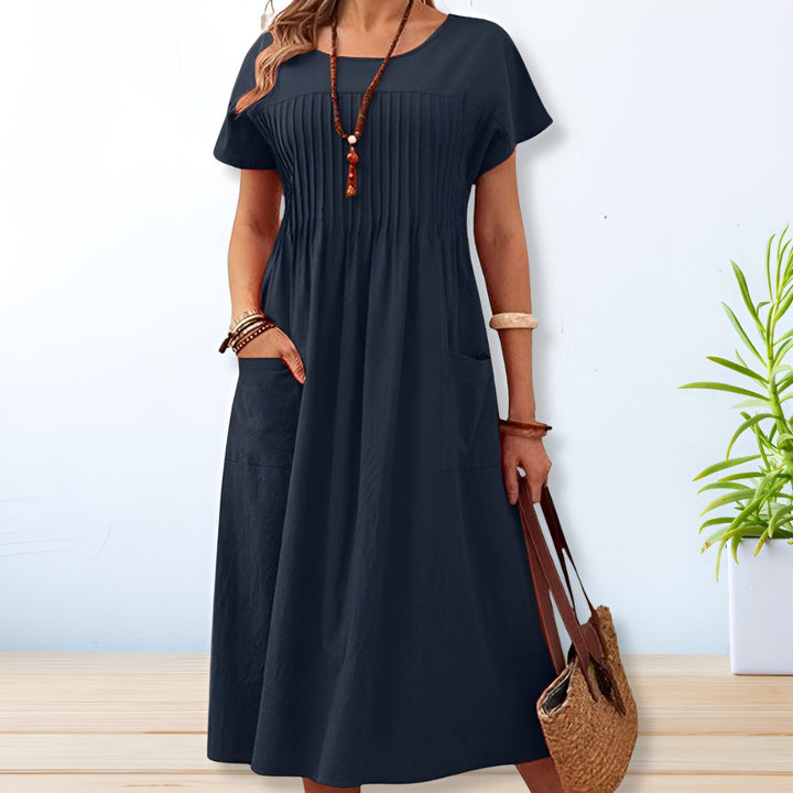 Women's Dress | Pleated Front Panel Midi