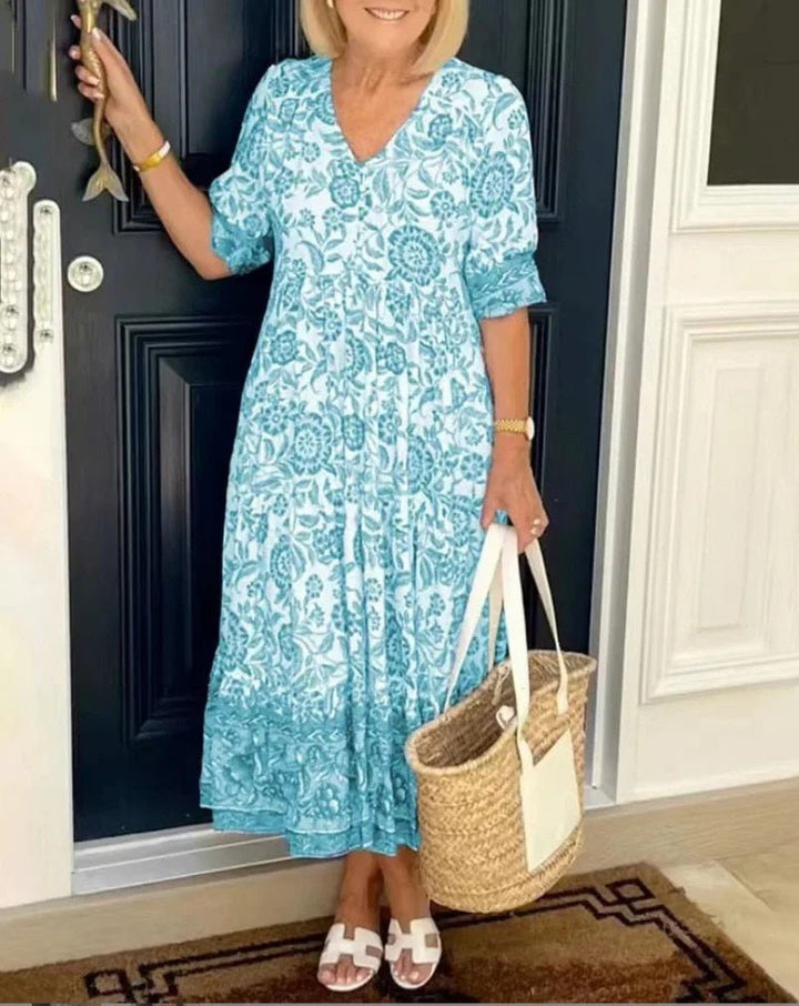Amanda | Women's V-Neck Floral Midi Dress