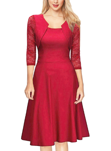 Amber | Women's A-Line Midi Dress with Bolero