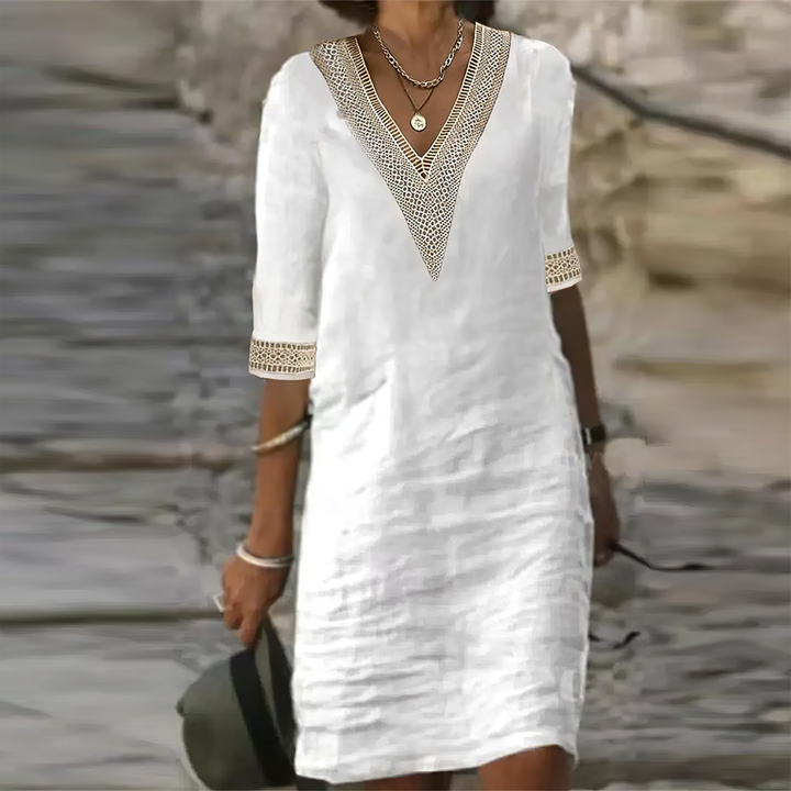 Angela | Women's V-Neck A-Line Mini Dress