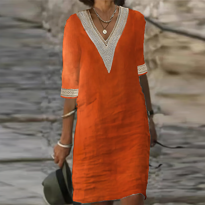 Angela | Women's V-Neck A-Line Mini Dress
