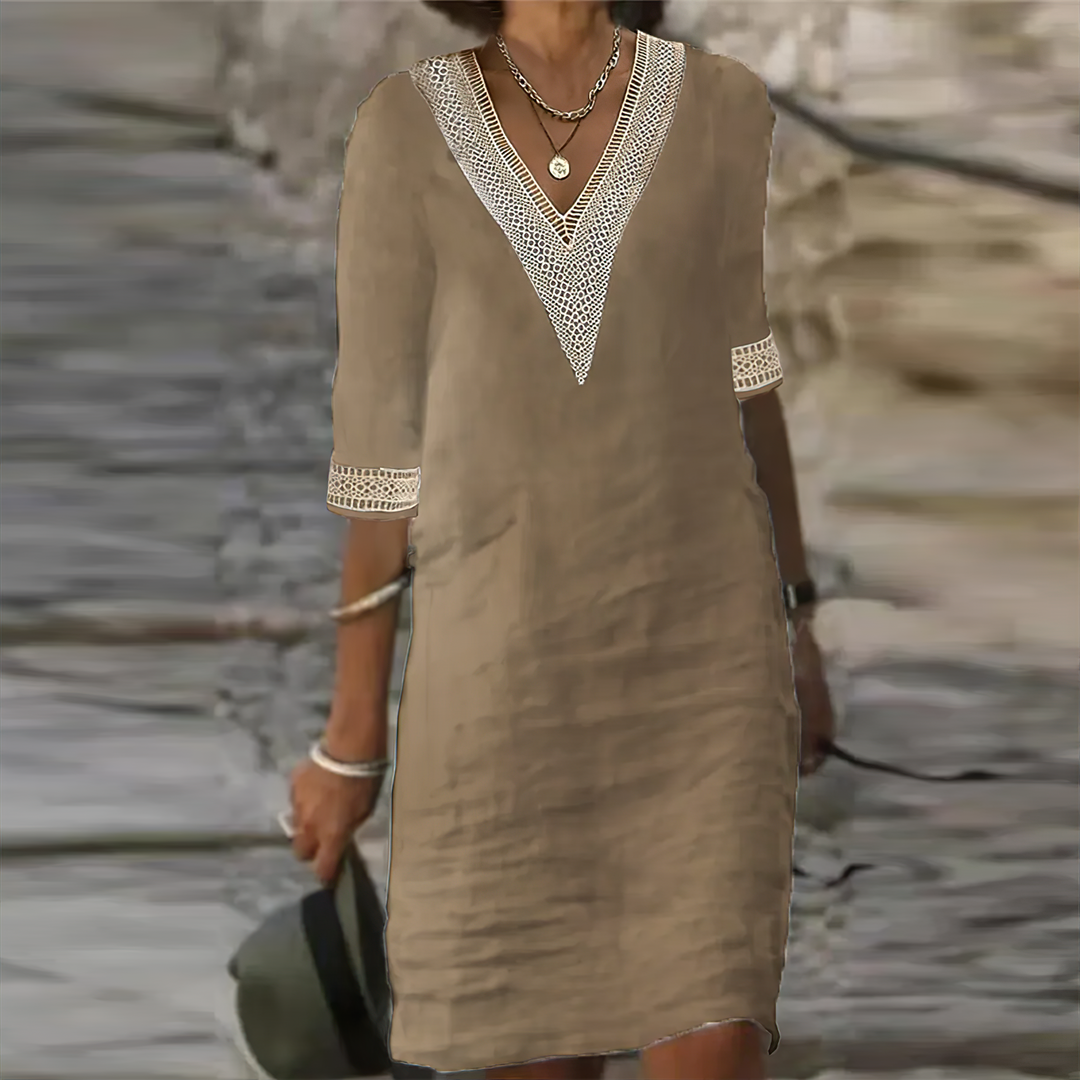 Angela | Women's V-Neck A-Line Mini Dress