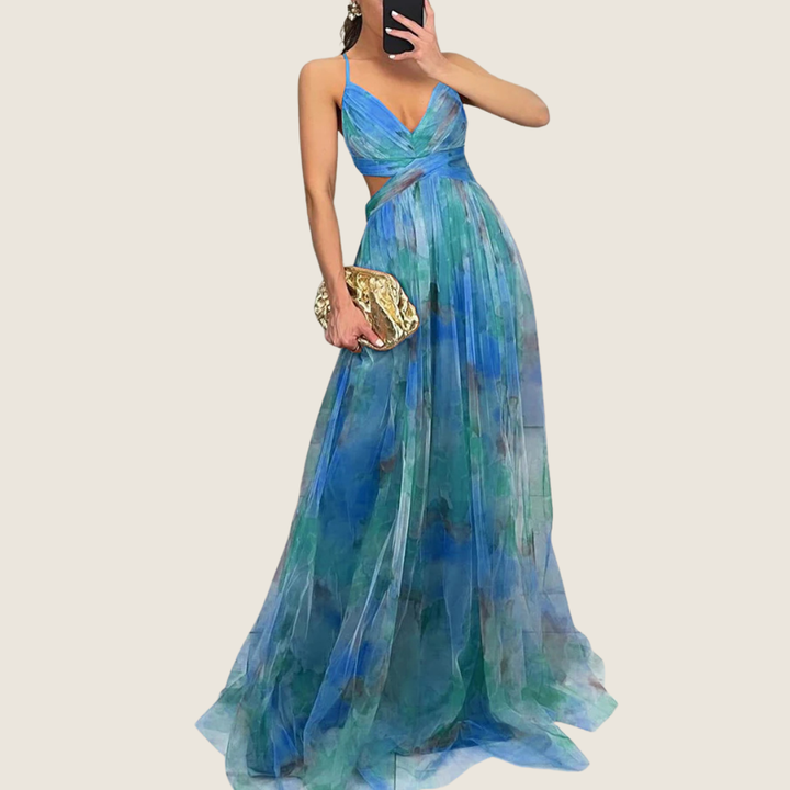 Angie | Women's V-Neck Spaghetti Strap Maxi Dress