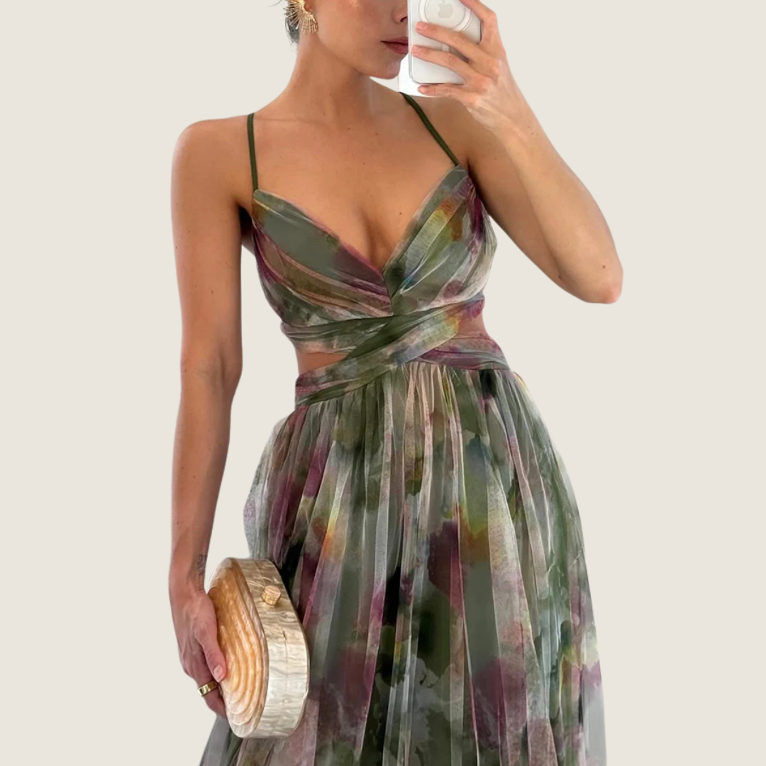Angie | Women's V-Neck Spaghetti Strap Maxi Dress