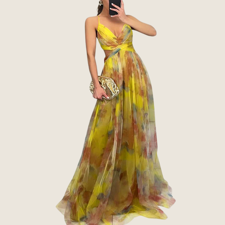 Angie | Women's V-Neck Spaghetti Strap Maxi Dress