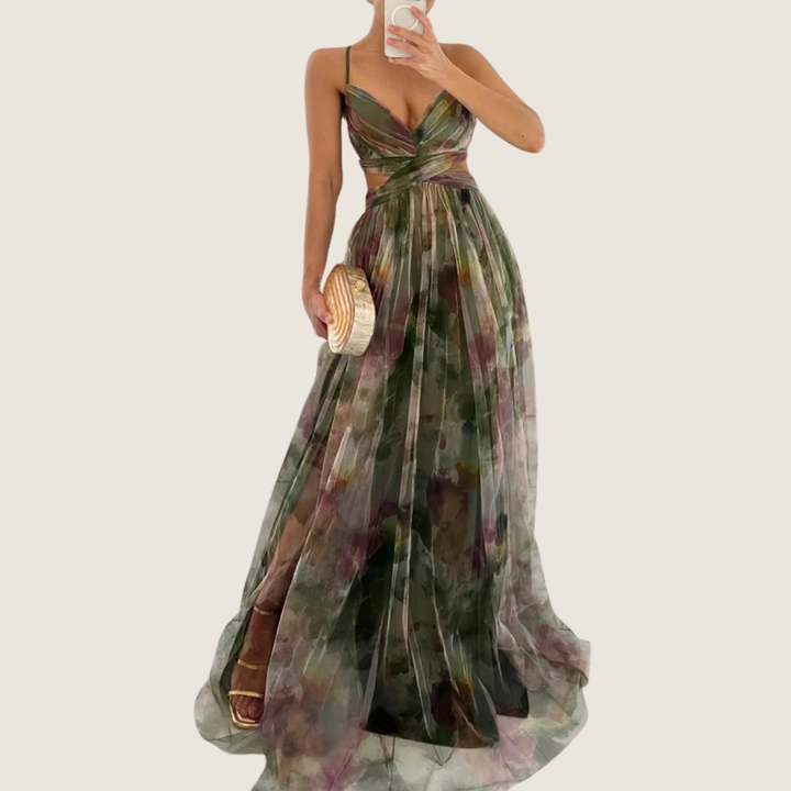 Angie | Women's V-Neck Spaghetti Strap Maxi Dress