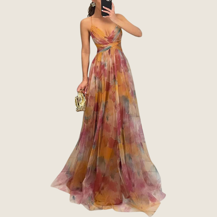 Angie | Women's V-Neck Spaghetti Strap Maxi Dress