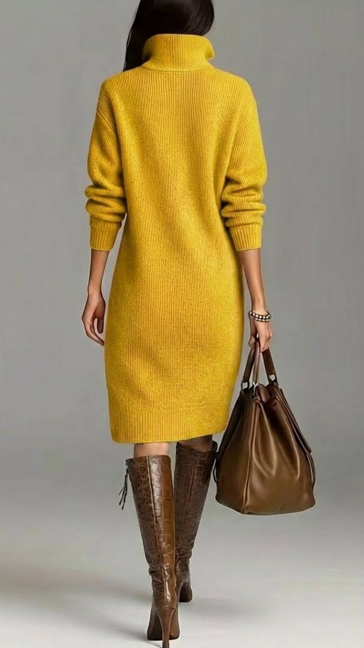 Anne | Women's High Neck Sweater Midi Dress
