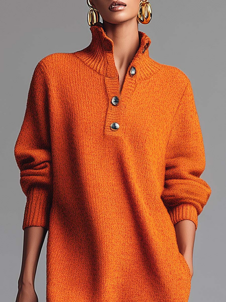 Anne | Women's High Neck Sweater Midi Dress