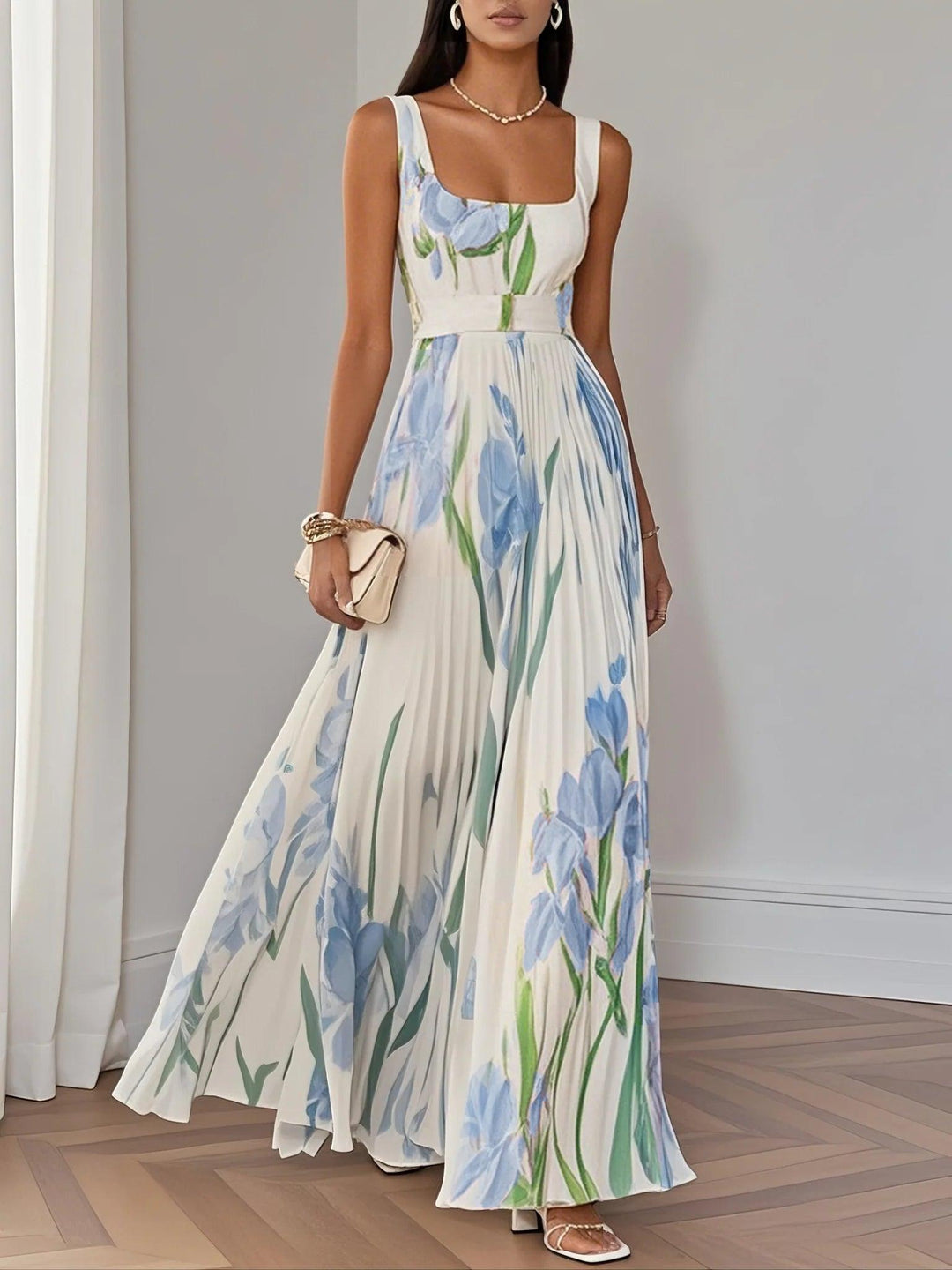 Ariana | Women's Sleeveless Pleated Maxi Dress
