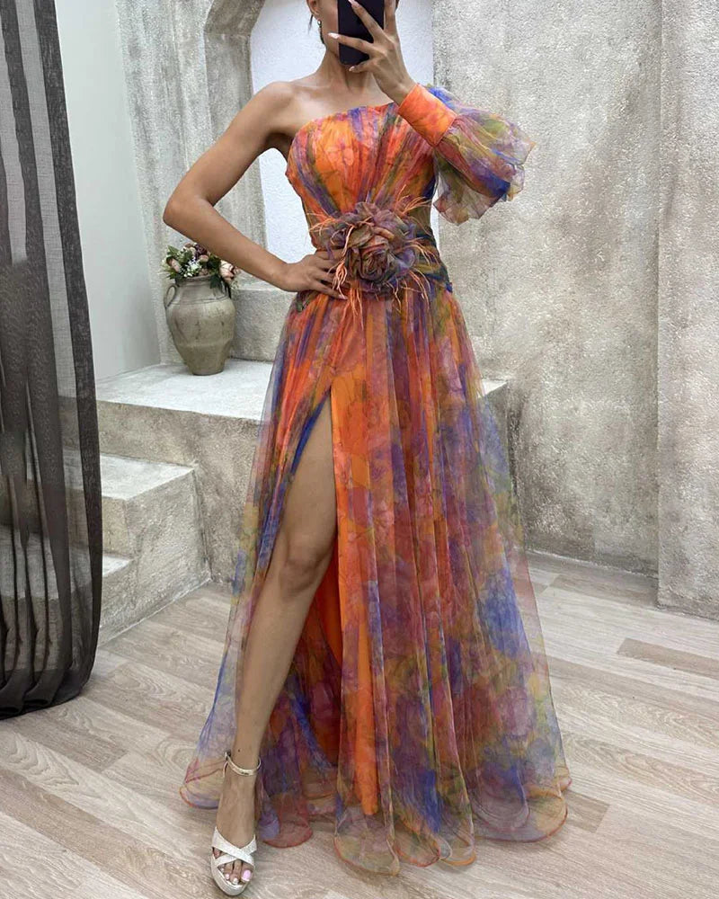 Women’s Dress | One-Shoulder Split Maxi