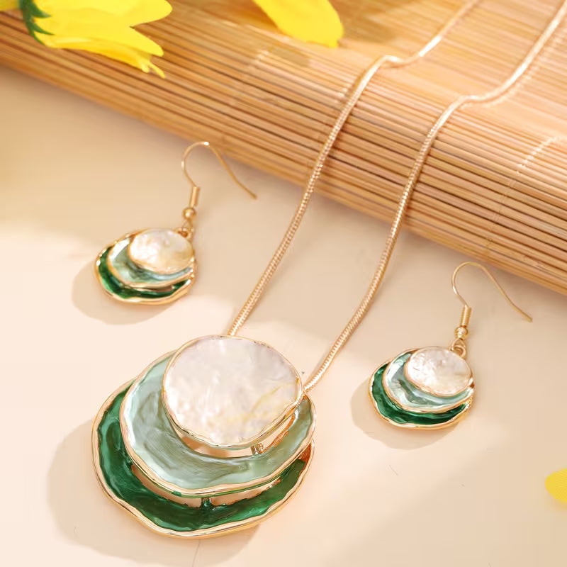 Boho Enamel Necklace and Earring Set