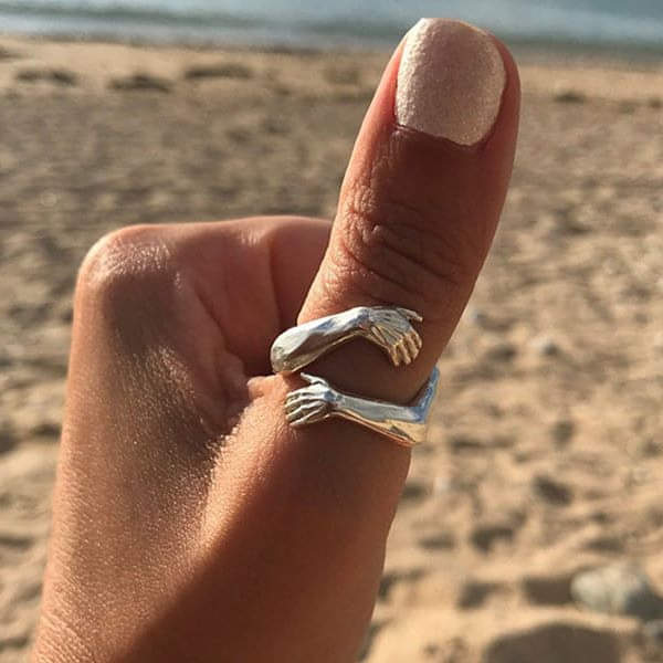 Silver Adjustable Hug Ring - Polished