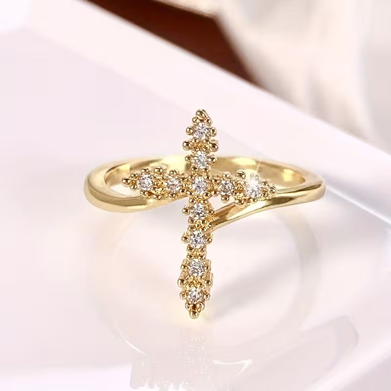 Minimalist Cross Zirconia Ring