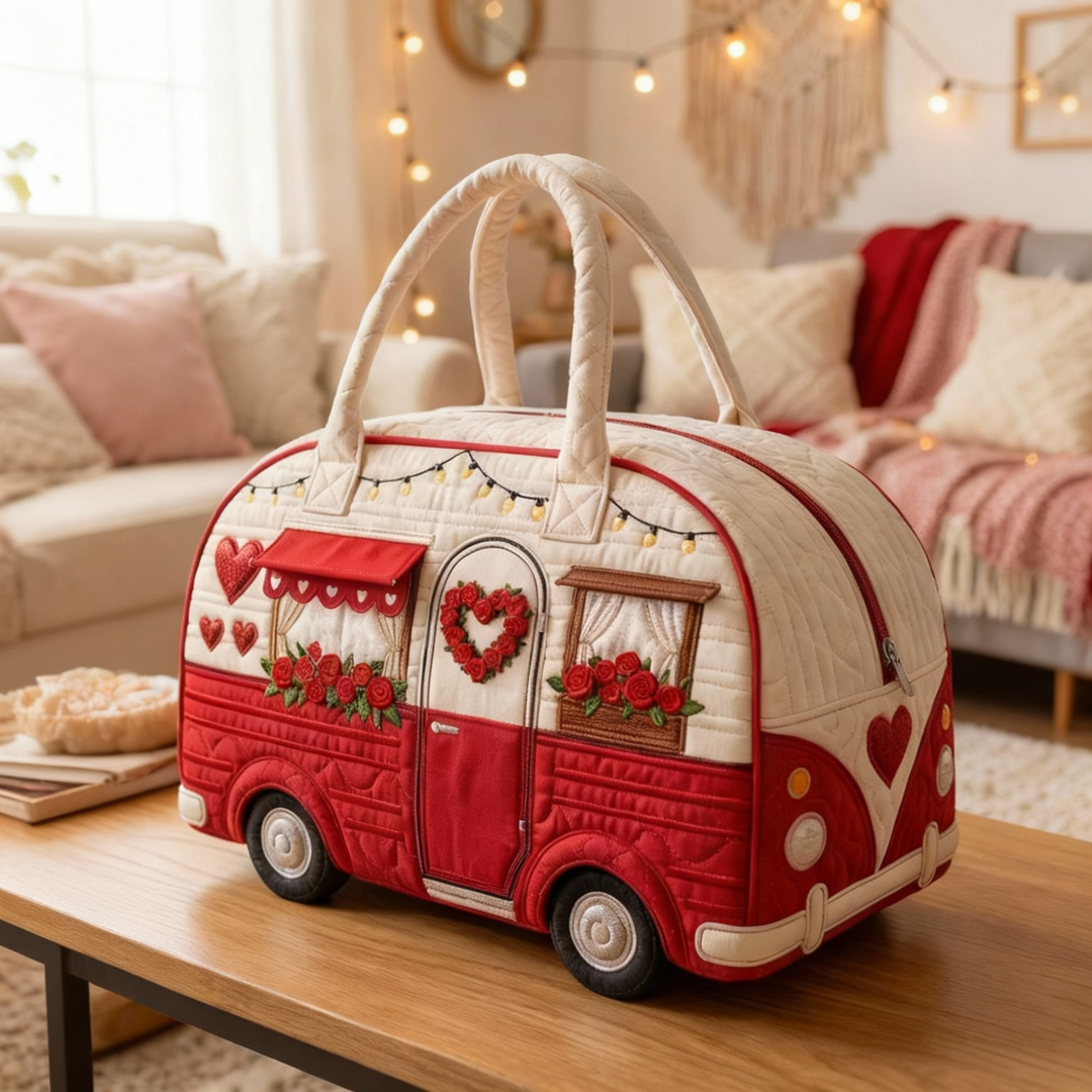 Festive Holiday Camper Quilted Duffel Bag