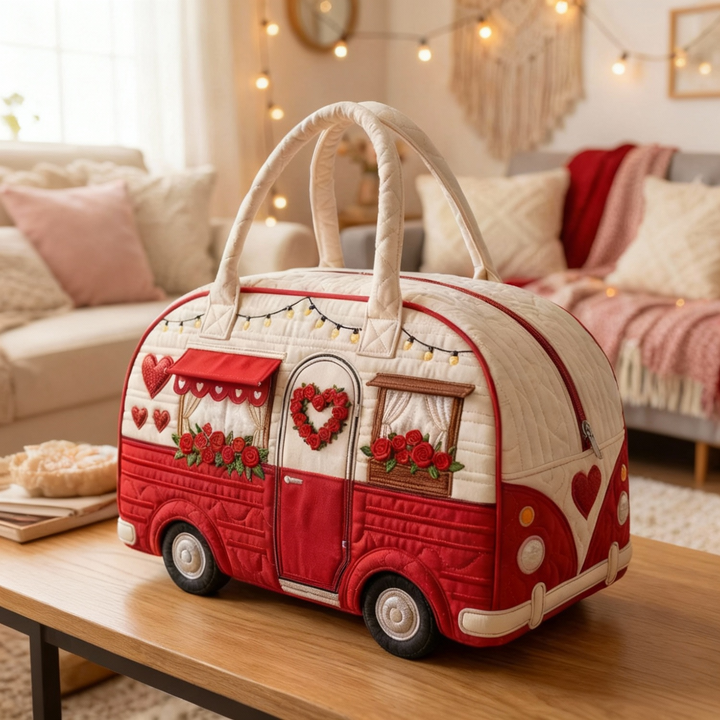 Festive Holiday Camper Quilted Duffel Bag