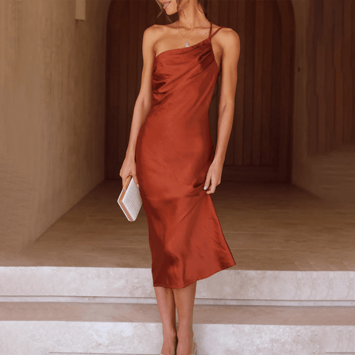 Beverly | Women's Sleeveless One Shoulder Midi Dress