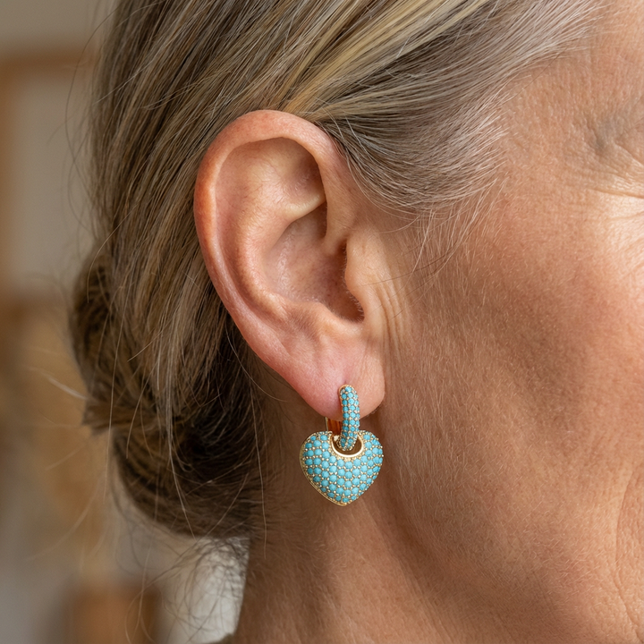 Elegant Turquoise Heart Earrings