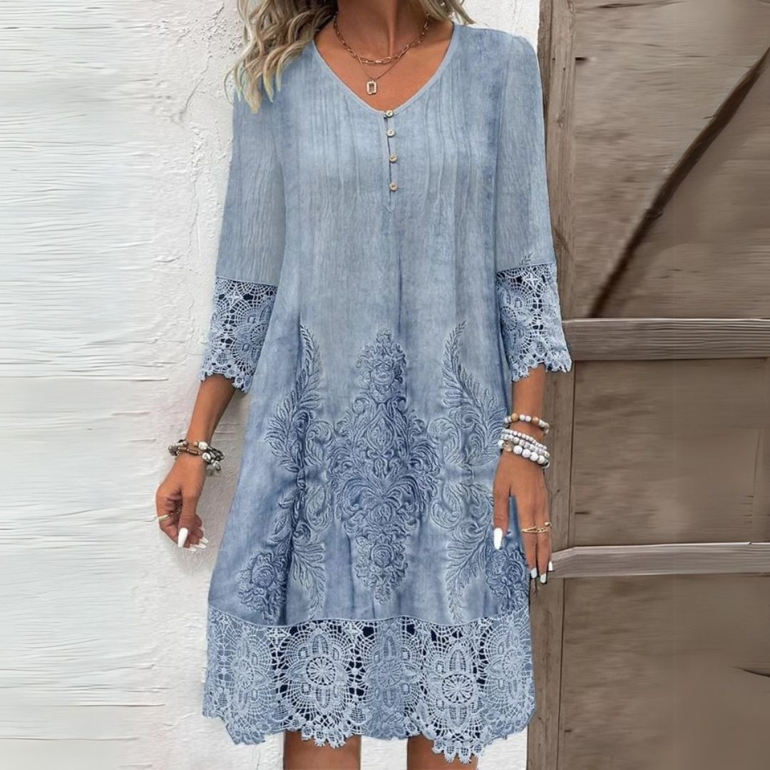 Women’s Dress | V-Neck Embroidered Midi