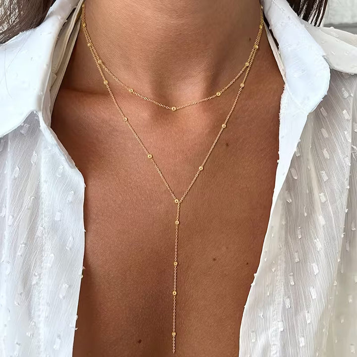 Double-Layer Rice Pearl Necklace
