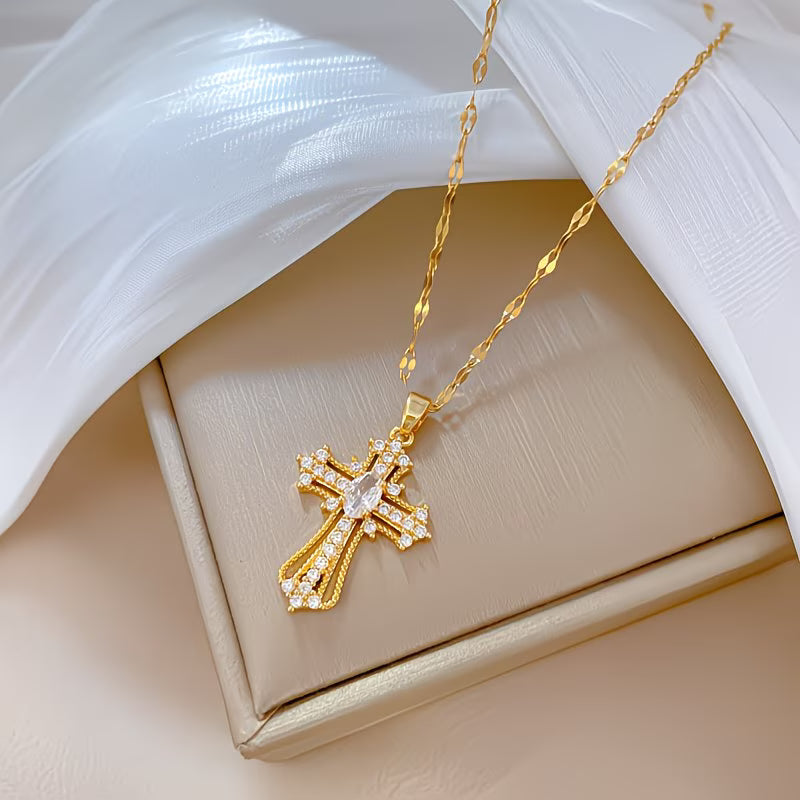 Modern Stainless Steel Cross Necklace