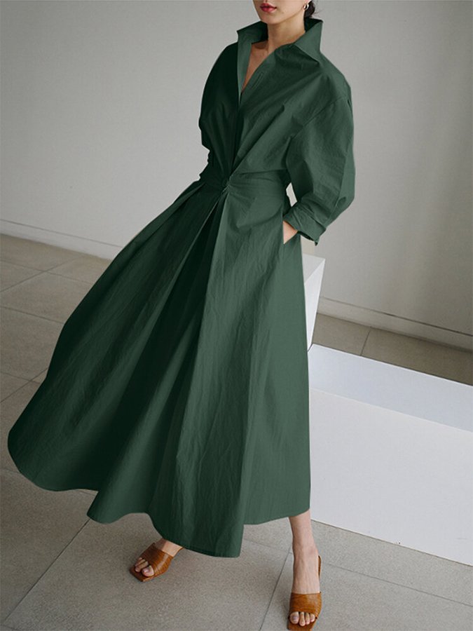 Cara | Women's V-Neck A-Line Midi Dress