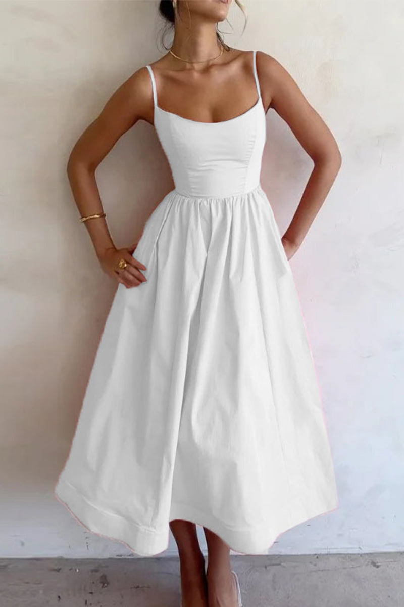 Clara | Women's Spaghetti Strap A-Line Midi Dress