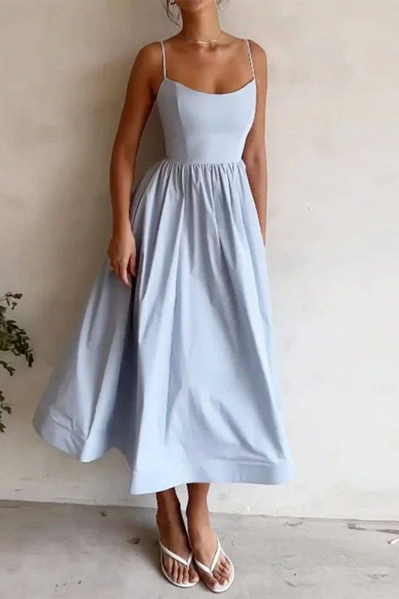 Clara | Women's Spaghetti Strap A-Line Midi Dress