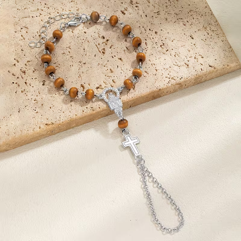 Gothic Rosary Cross Bracelet