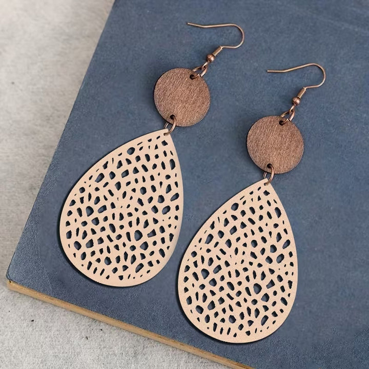 Vintage Style Leather Cutout Drop Earrings