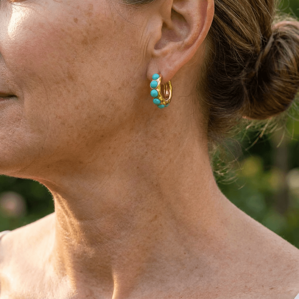 Turquoise Stone Hoop Earrings
