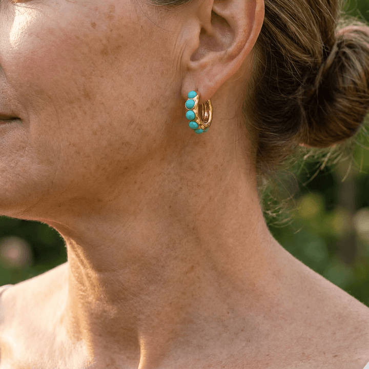 Turquoise Stone Hoop Earrings