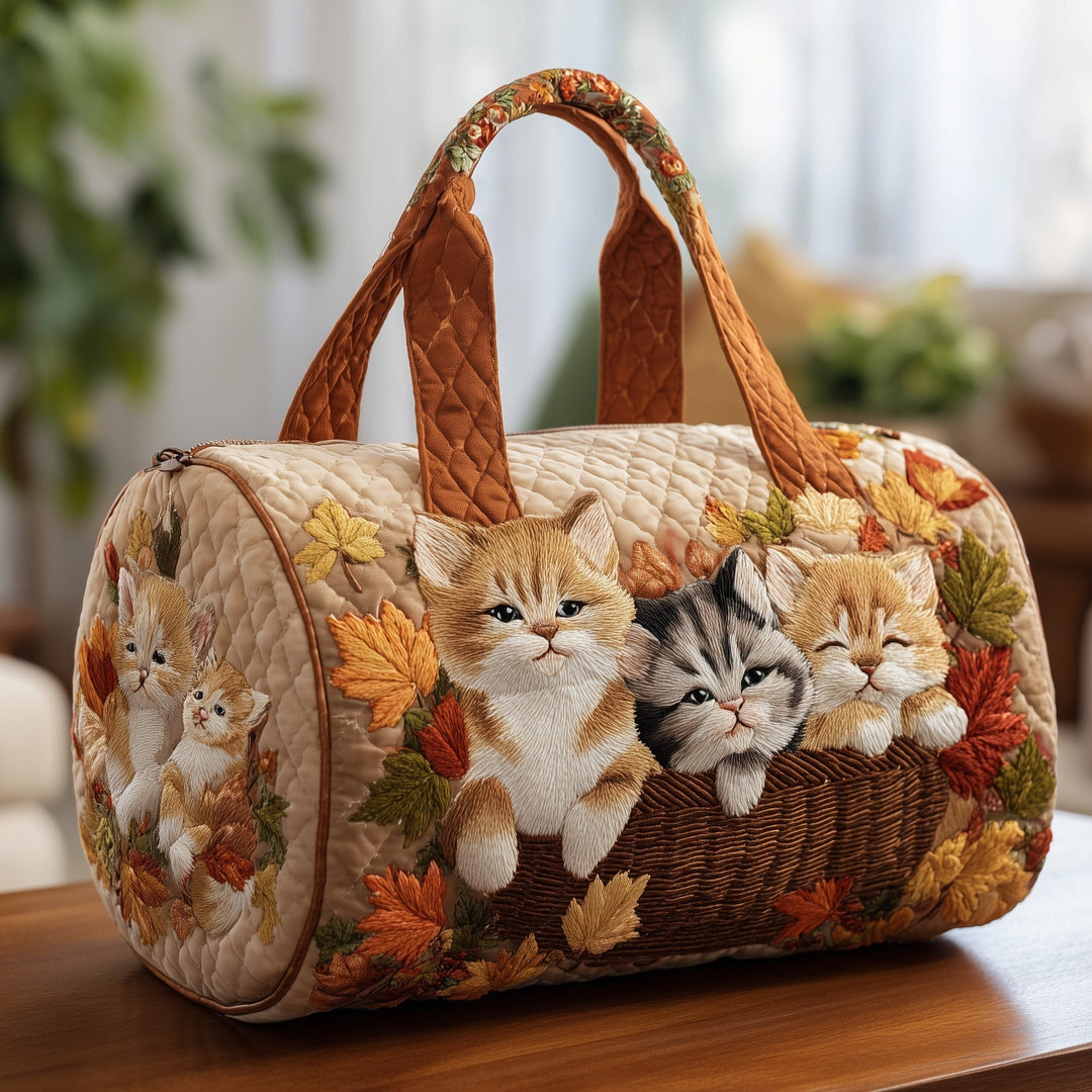 Kitten Basket Quilted Duffel Bag