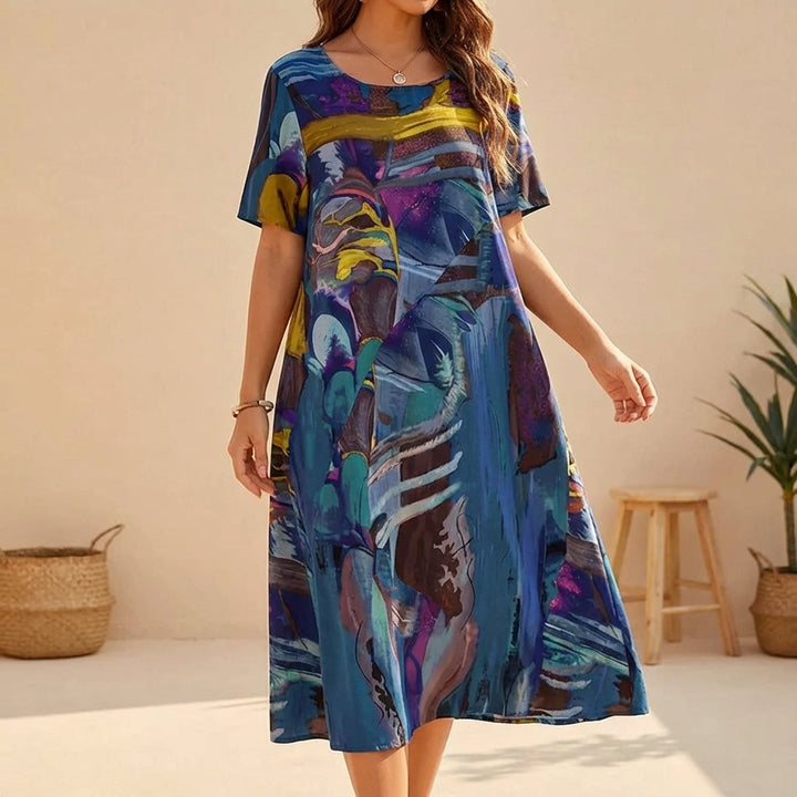 Dianna | Women's Short Sleeve A-Line Midi Dress