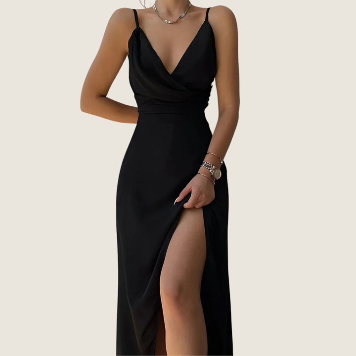 Dominique | Women's V-Neck Slip Midi Dress