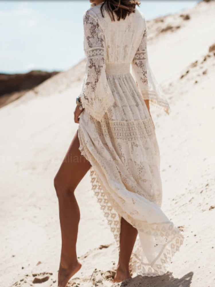 Doris | Women's V-Neck Lace Maxi Dress