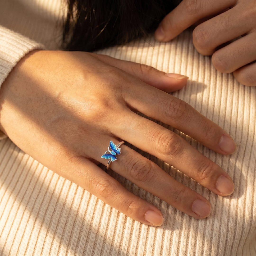 Sapphire Wings Butterfly Ring - (ADJUSTABLE)