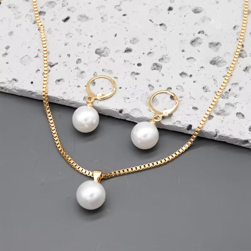 3-Piece Pearl Necklace and Earring Set