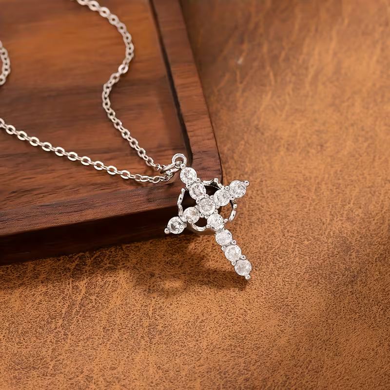 Crown Cross Titanium Steel Necklace