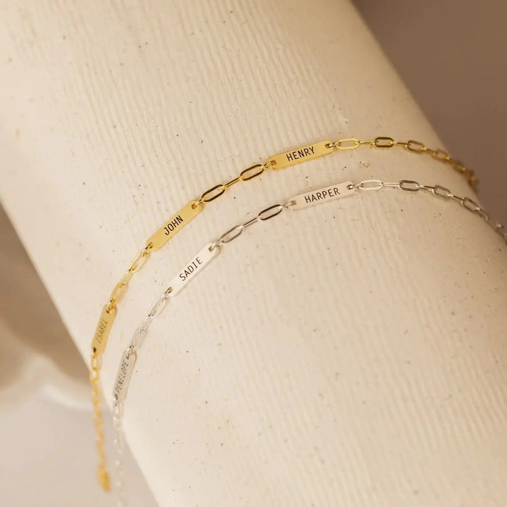 Name bar bracelet in silver