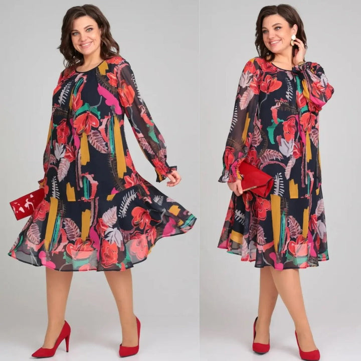 Ellen | Women's Long Sleeve A-Line Midi Dress