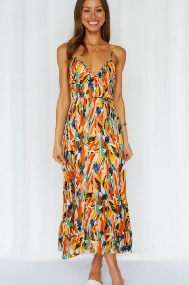 Ellen | Women's V-Neck A-Line Midi Dress