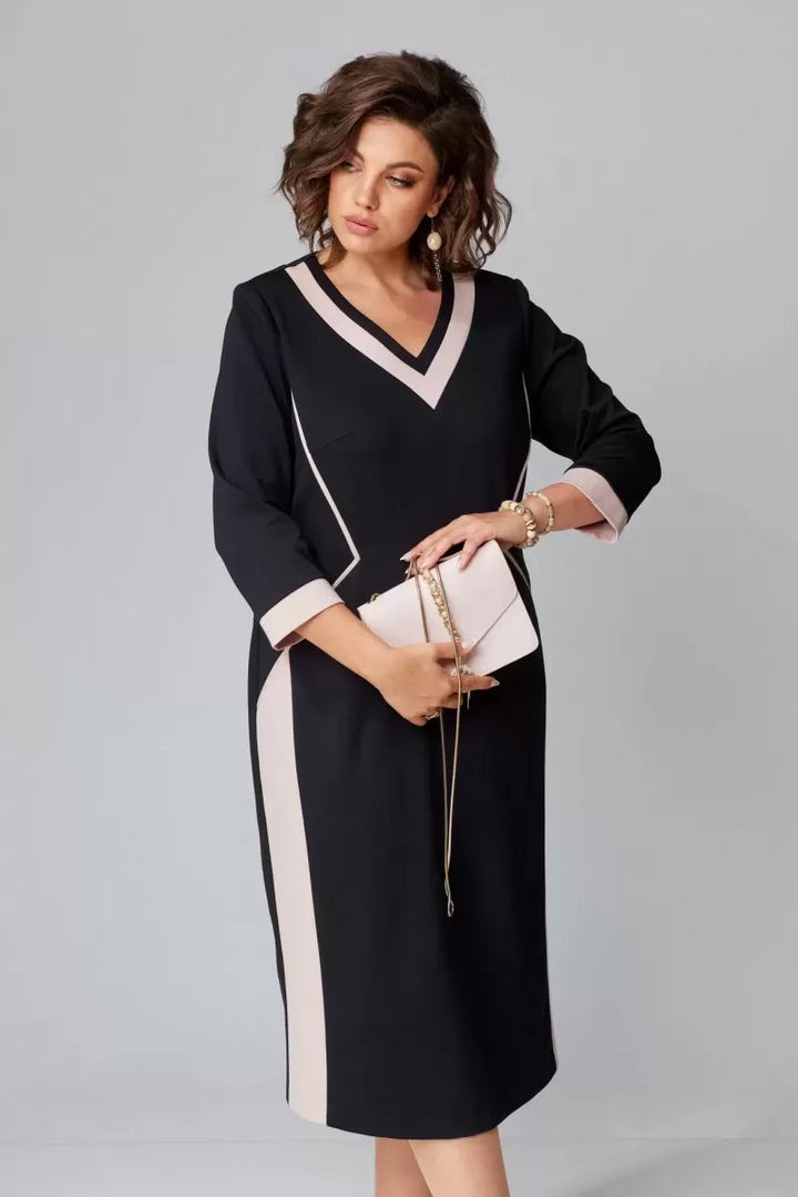 Ellen | Women's V-Neck A-Line Midi Dress