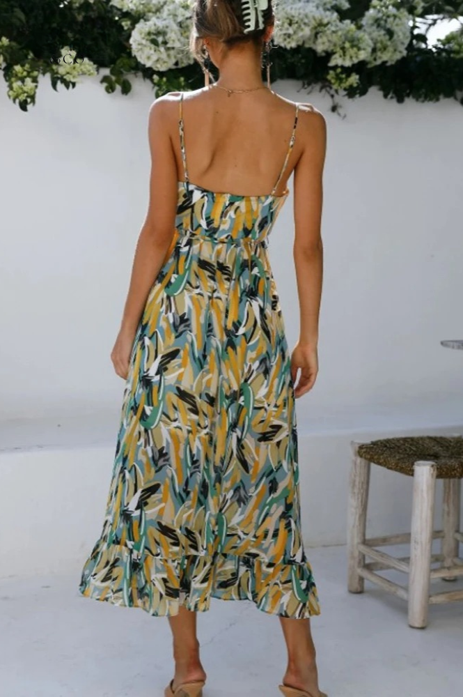 Ellen | Women's V-Neck A-Line Midi Dress