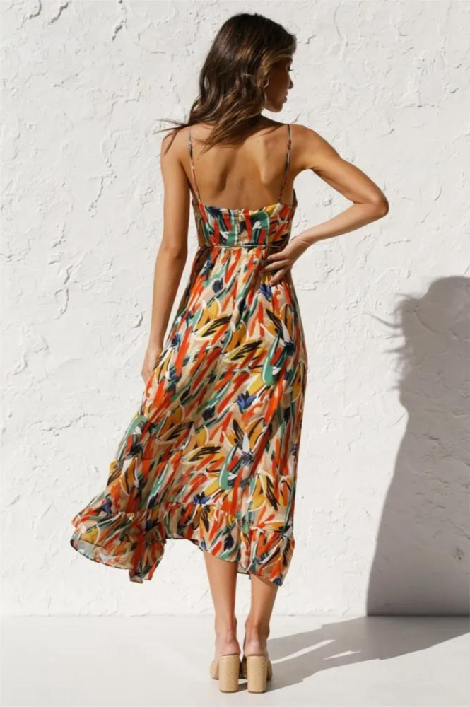 Ellen | Women's V-Neck A-Line Midi Dress