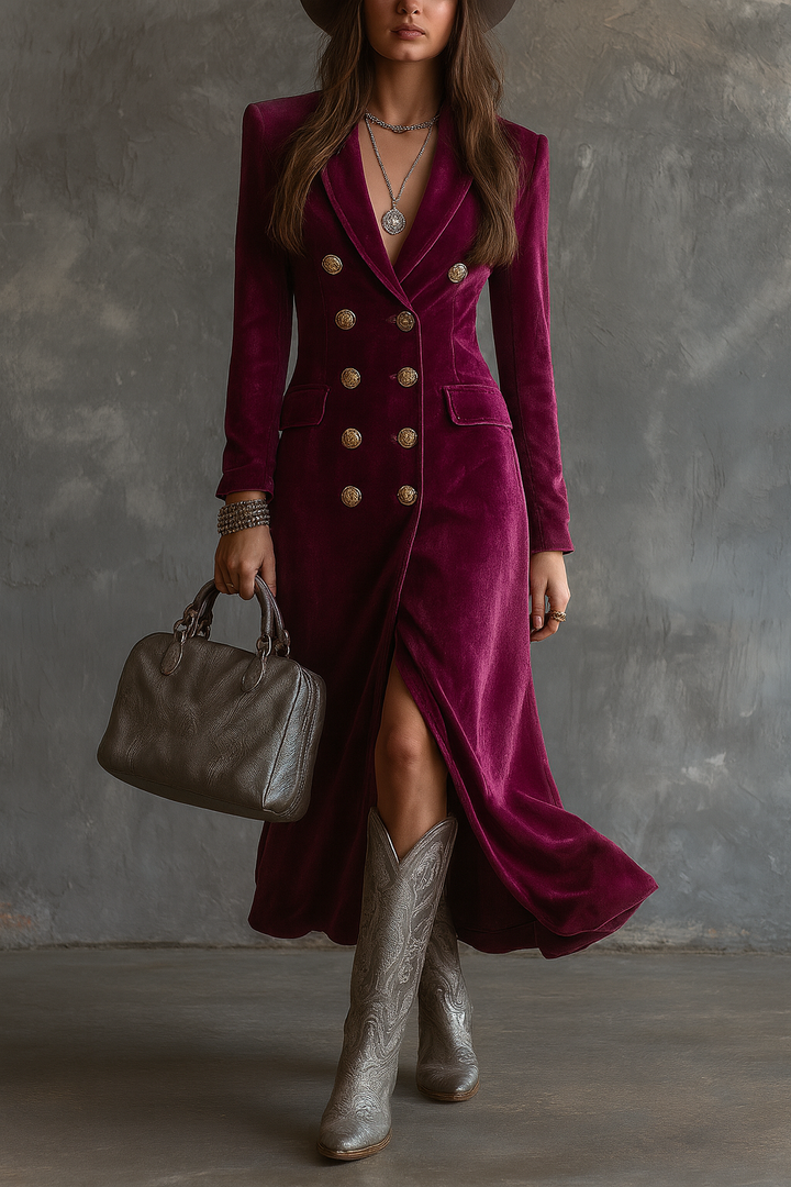 Ellen | Women's V-Neck Midi Button Front Dress