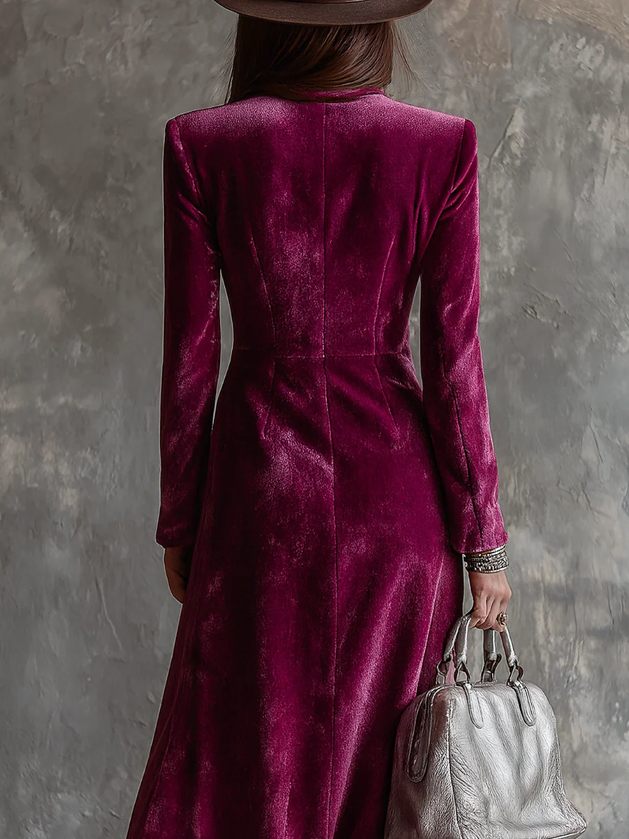 Ellen | Women's V-Neck Midi Button Front Dress