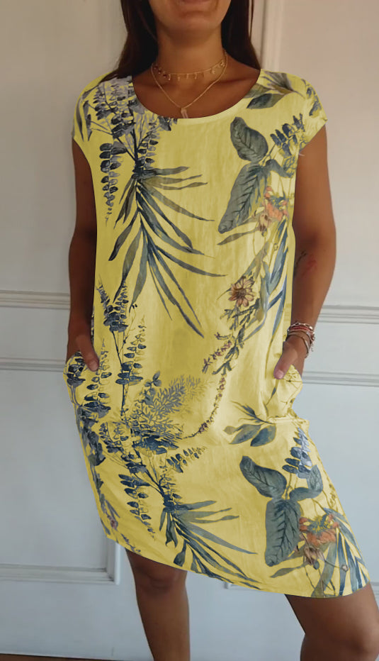 Emily | Women's Floral Print Casual T-Shirt Dress