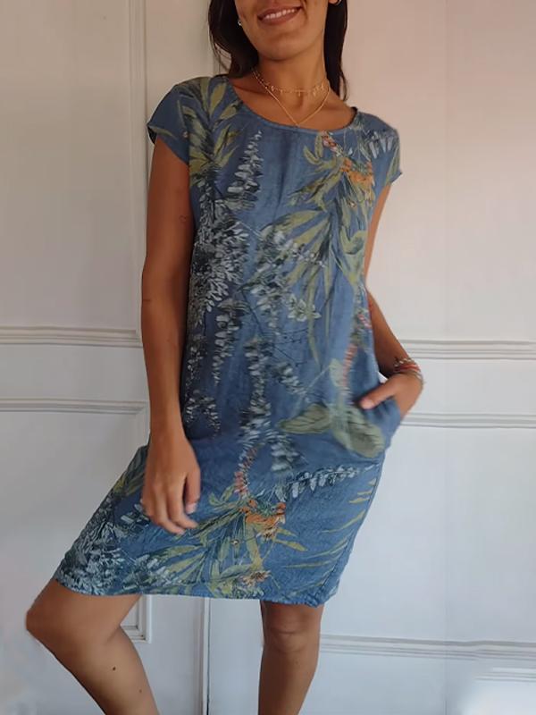 Emily | Women's Floral Print Casual T-Shirt Dress
